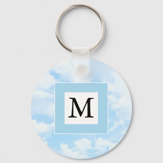 Porte-clés Photo Soft Blue Sky Custom Single Initial (Verso)