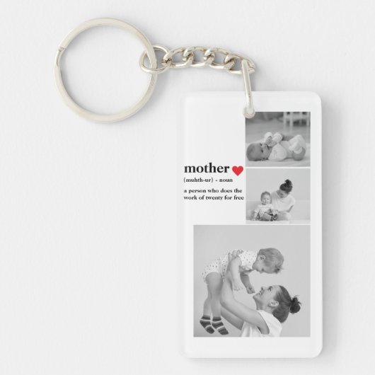 Porte-clés Photo & Texte Moderne Coeur Rouge Mère Cadeau (Devant)