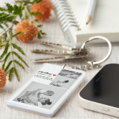 Porte-clés Photo & Texte Moderne Coeur Rouge Mère Cadeau (Devant droit)