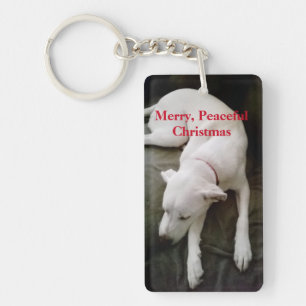 Porte-clés Photo White Puppy Chien faisant une sieste tranqui
