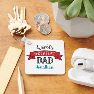 Porte-clés Photo World’s Greatest Dad Typography Name Red