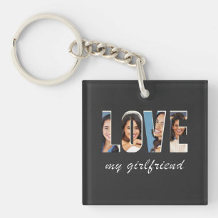 Porte-clés Photos Personnalisées J'aime Ma Copine Moderne Élé