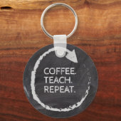 Porte-clés Phrase personnalisable Café Enseigner Répéter (Recto)
