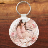Porte-clés piano floral rose modifiable (Recto)