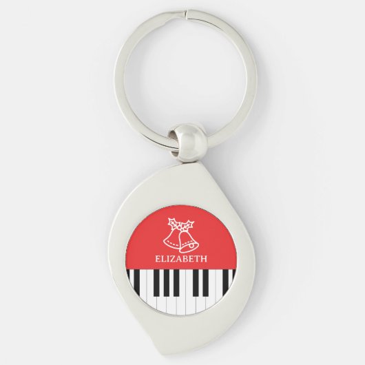 Porte-clés Piano Key Jingle Bell Joyeux Noël Rouge (Devant)