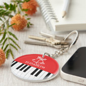 Porte-clés Piano Key Jingle Bell Joyeux Noël Rouge Vert (Devant droit)