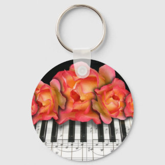 Porte-clés Piano Keyboard Roses et notes musicales