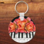Porte-clés Piano Keyboard Roses et notes musicales (Recto)