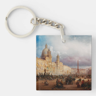 Porte-clés Piazza Navona Marché de Rome Années 1850 Art