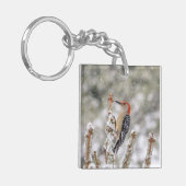 Porte-clés Pic à ventre rouge dans la neige (Devant gauche)