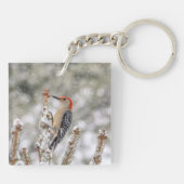 Porte-clés Pic à ventre rouge dans la neige (Dos)