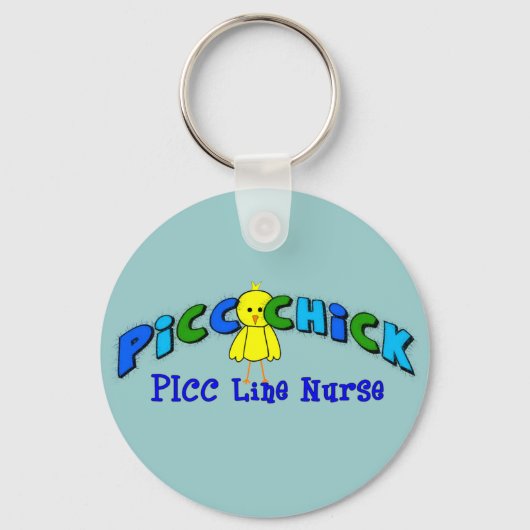 Porte-clés PICC Chick "PICC LINE NURSE" BLEUE Artsy Design (Recto)