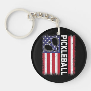 Porte-clés Pickleball American Flag Drôle amusant Pickleball