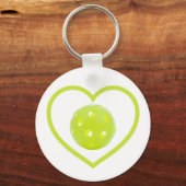 Porte-clés pickleball amour boule de cornichon jaune (Recto)