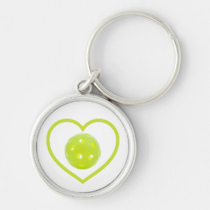 Porte-clés pickleball amour boule de cornichon jaune
