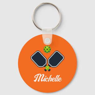 Porte-clés Pickleball avec pagaies et balle Nom personnalisé