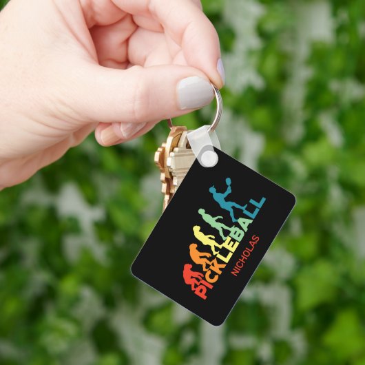 Porte-clés Pickleball Evolution Funny Nom personnalisé (main)