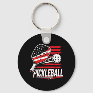 Porte-clés Pickleball féminin 4 juillet Drapeau américain