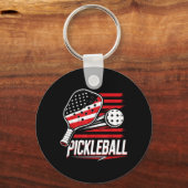 Porte-clés Pickleball féminin 4 juillet Drapeau américain (Recto)