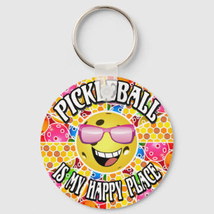 Porte-clés Pickleball is My Happy Place, Smiling Pickleball