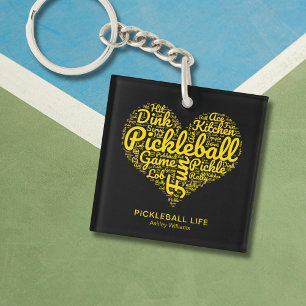 Porte-clés Pickleball Life Word Typographie d'art Personnalis
