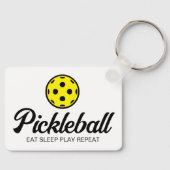 Porte-clés Pickleball porte - clé Mange Sommeil Jouer Répéter (Recto)
