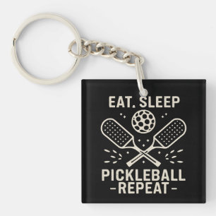 Porte-clés Pickleball Routine : Manger Pickleball Sleep Répét