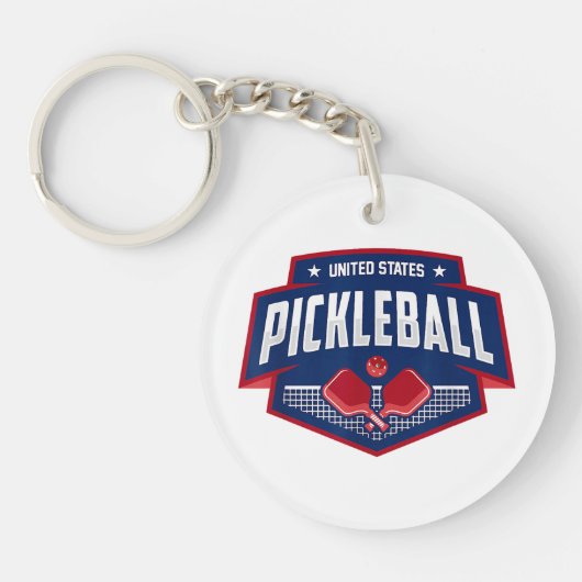 Porte-clés Pickleball Support Team Pickleball Player USA (Devant)