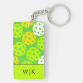 Porte-clés Pickleball Vert Élégant Moderne Monogrammé (Dos)