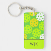 Porte-clés Pickleball Vert Élégant Moderne Monogrammé (Devant)
