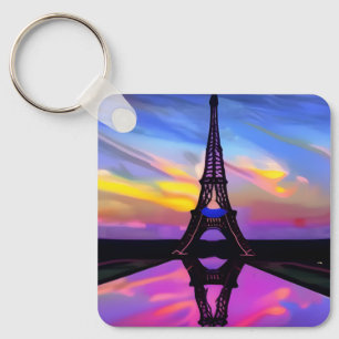 Porte-clés Picturesque Eiffel Tower In A Glowing Sunset