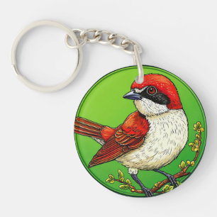 Porte-clés Pie grièche à dos rouge coloré