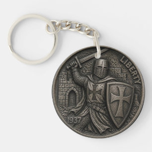 Porte-clés Pièce de monnaie ciselée Nickel Hobo Croisé des Te