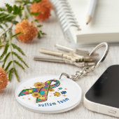 Porte-clés pièce de puzzle ruban de sensibilisation sur l'aut (Devant droit)