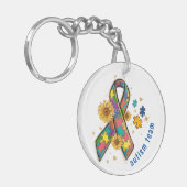 Porte-clés pièce de puzzle ruban de sensibilisation sur l'aut (Devant gauche)