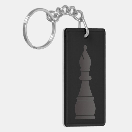 Porte-clés Pièce d'échecs noire d'évêque (Devant gauche)