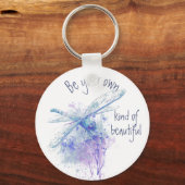 Porte-clés Pièce originale de libellule d'aquarelle en bleu m (Recto)