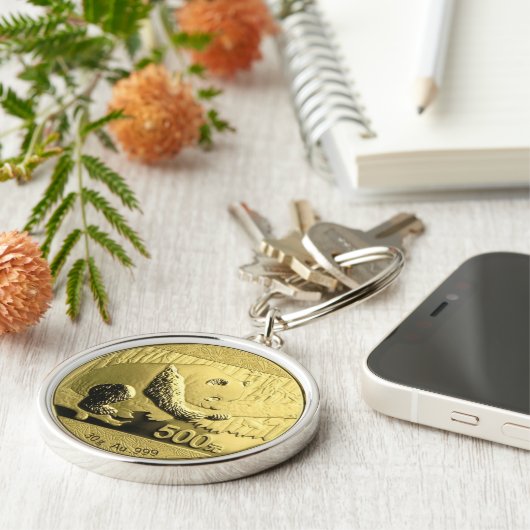 Porte-clés Pièce Panda or (Côté)