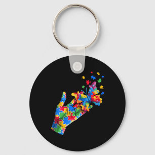 Porte-clés Pièces De Puzzle Mains Et Papillon Autisme Aware