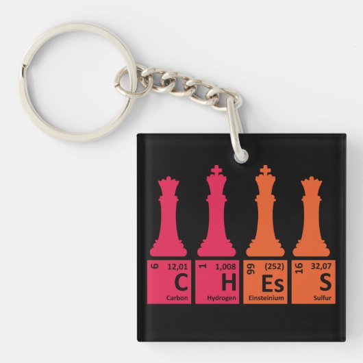 Porte-clés Pièces d'échecs Éléments de chimie Porte - clé acr (Devant)