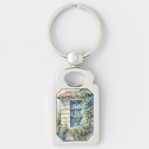 Porte-clés Pierre Bleu Fenêtre Mur Cottage Vignes