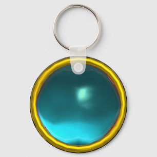PORTE-CLÉS PIERRE DE GEM MAGIQUE BLEU AQUAMARINE