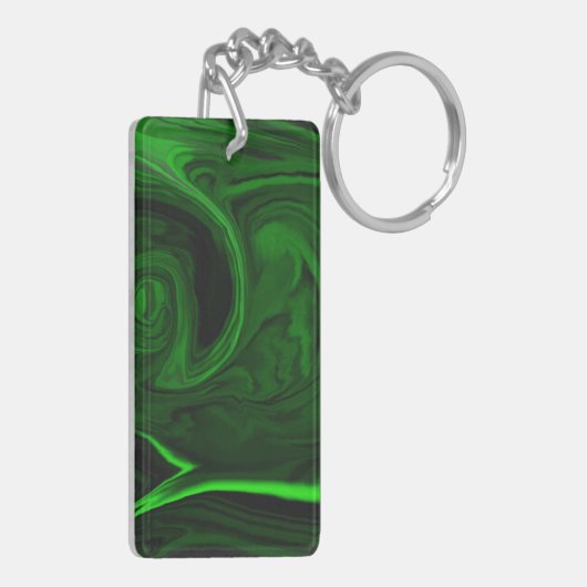 Porte-clés pierre de malachite verte à texture (Dos gauche)