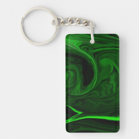 Porte-clés pierre de malachite verte à texture (Devant)