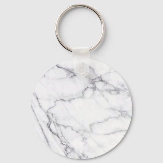 Porte-clés Pierre de marbre blanc noir tendance (Recto)