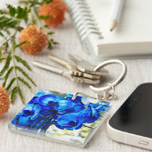 Porte-clés Pierre d'orchidées bleues (Devant Droit)