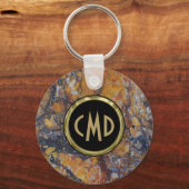 Porte-clés Pierre Fausse Marbre Marron Monogrammée (Recto)