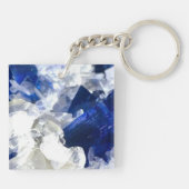 Porte-clés Pierre précieuse de fluorite transparente bleu pro (Dos)