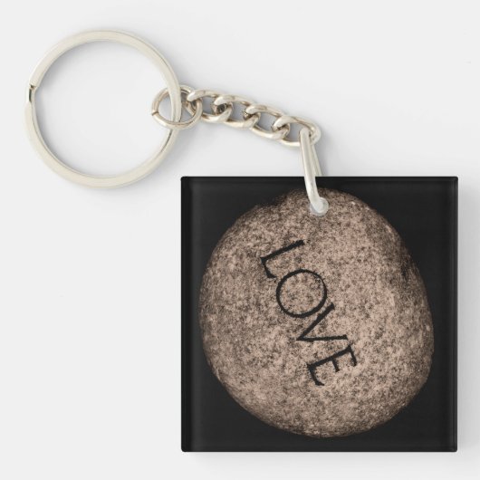 Porte-clés Pierre sculptée "Amour" à Sepia (Devant)