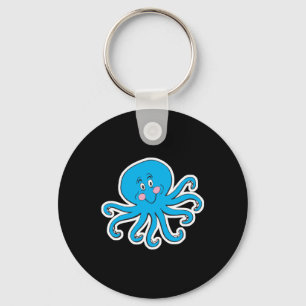 Porte-clés pieuvre bleue heureuse